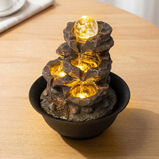 Indoor Water Fountain Brown Tabletop 21x21x24cm