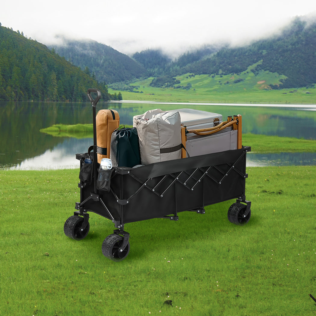 Folding Wagon Cart Black 126x108x61.6cm