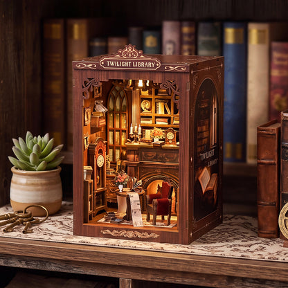 Miniature Book Nook Kit Walnut 12x11x19cm