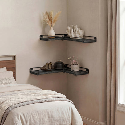 Floating Corner Wall Shelves 2 Pack Black | HomeAndLiving