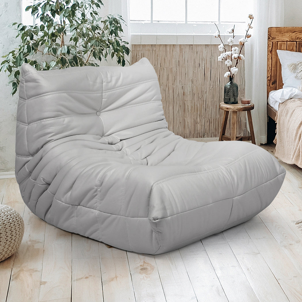 Elegant Floor Chair Caterpillar Sofa Grey  Wood Finish Classic