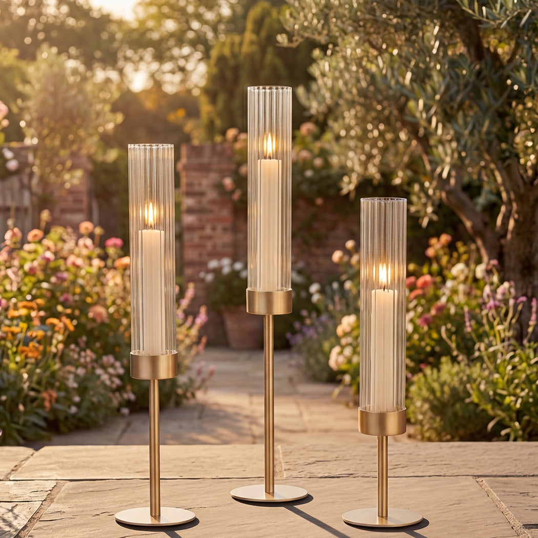 Gold Candle Holder Set 10x10x36cm