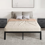 Contemporary Metal Bed Frame Heavy Duty Storage Space  Wood Finish