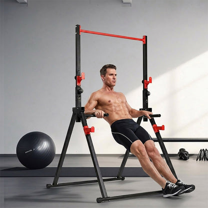 Centra Foldable Power Tower Pull Up Dip Station Adjustable Height Home Gym 220kg