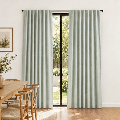 Marlow 2 Panels Blackout Curtains Linen Look Curtain Draperies Window Green