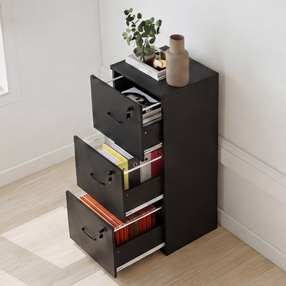 Levede File Cabinet 3 Lockable Drawers Modern Document Organiser Home Office