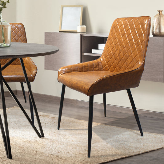 Compact Dining Chairs x 4 Padded Seat PU Faux Leather  High Back