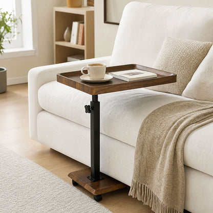 Levede C Shaped Side Table Height Adjustable Rolling 360° Swivel Top End Table