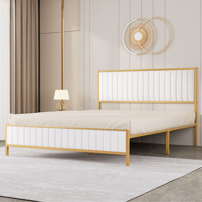 Premium Metal Bed Frame Under Bed Storage Double Beige  Durable Frame