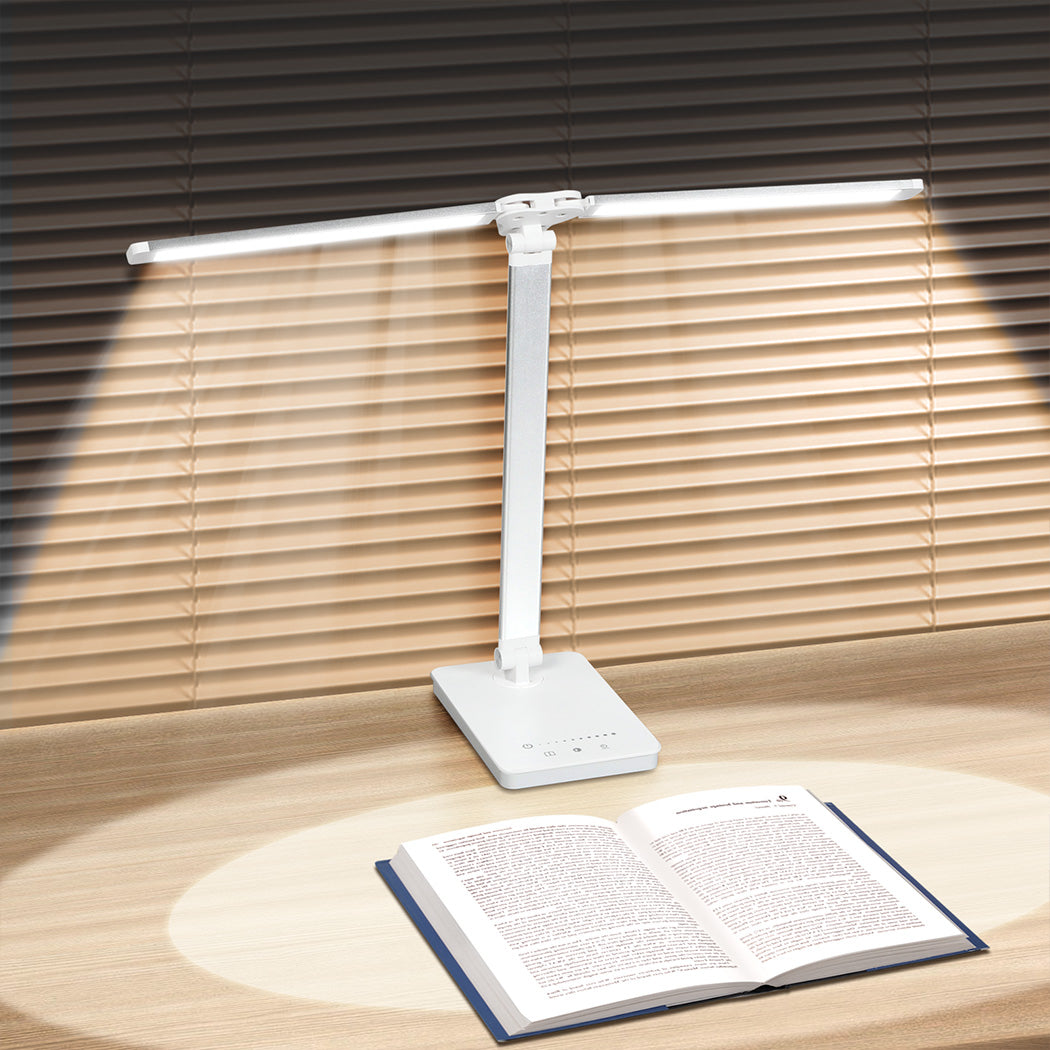Luxury Double Head Desk Lamp LED Light Eye Caring USB  Comfortable