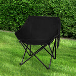 Modern Folding Camping Moon Chair Lightweight Black  Soft Cushion