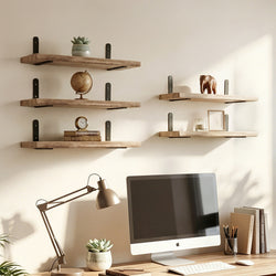 Floating Wall Shelves 5 Pack Rustic Wood Display | HomeAndLiving