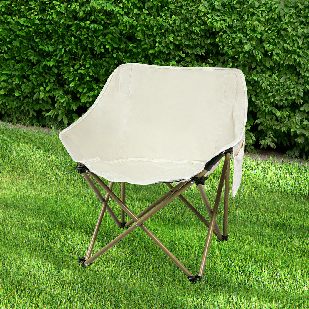 Modern Folding Camping Moon Chair Lightweight Beige  Foldable