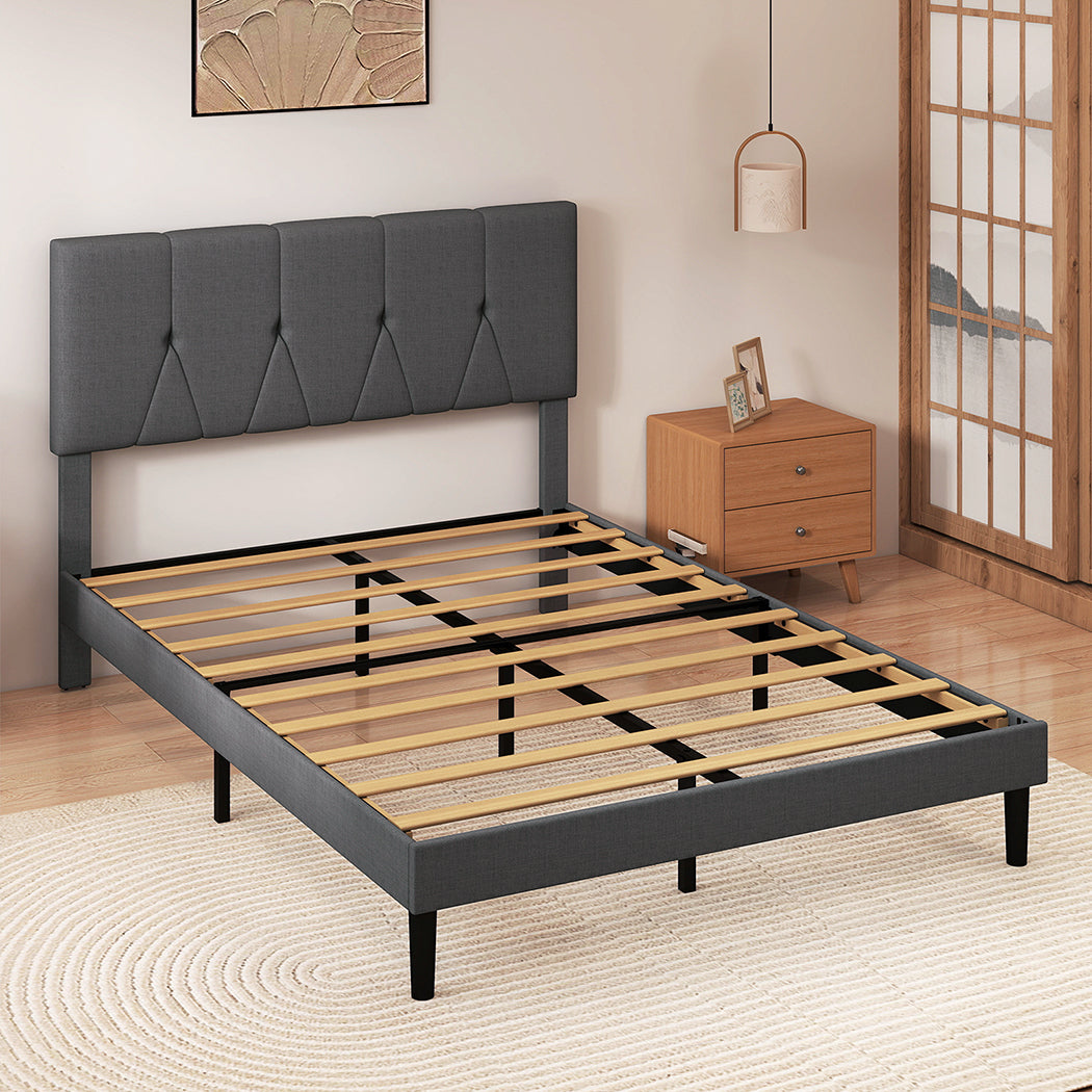 Double Bed Frame Upholstered Platform 193.5x140x103cm