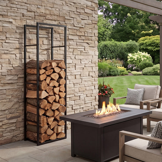 Levede Firewood Rack Steel Outdoor Storage Log Holder Fireplace 40 x 25 x 150cm - 7