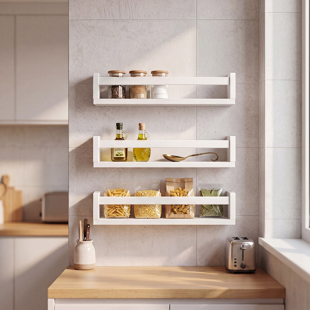 Kids Floating Wall Shelves Pine Wood 3 Pack | HomeAndLiving
