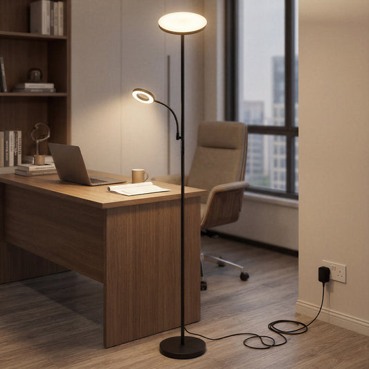 Modern Floor Lamp 2-in-1 Adjustable Reading Light Remote Control Timer