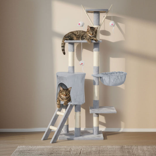 Cat Tree Scratching Post Grey 50x35x143cm
