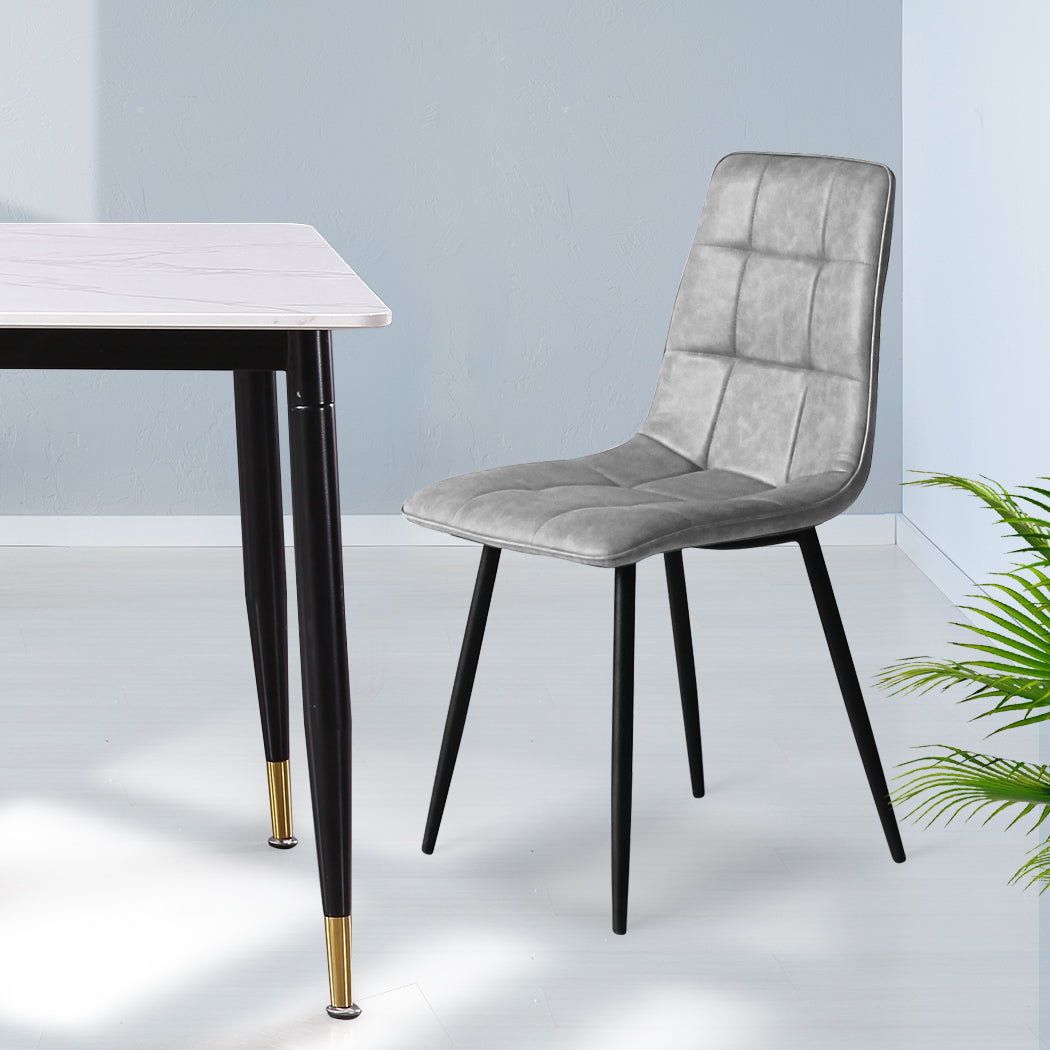 Ergonomic 4x Dining Chairs Kitchen Chair Grey Faux Leather  Easy