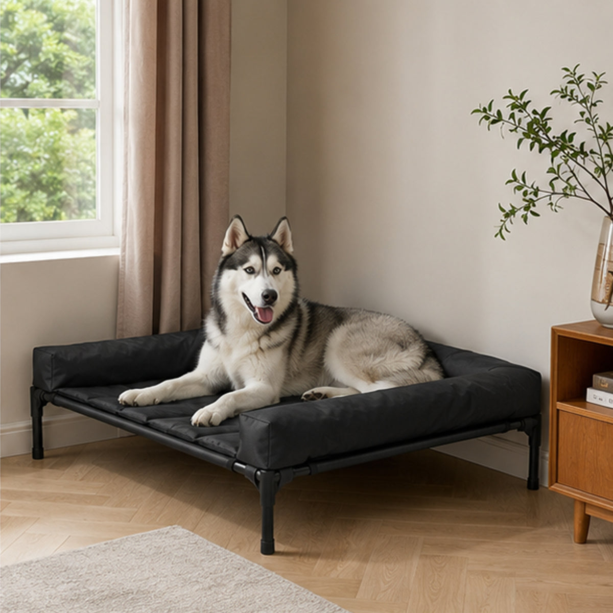 Large Dog Bed Breathable Bolster 107x76x18.5cm