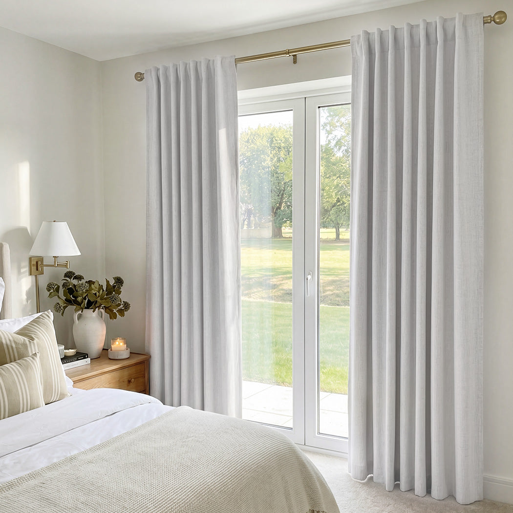 Marlow 100% Blackout Curtains Thermal Linen Look Blockout Drapes 2-Panel Bedroom