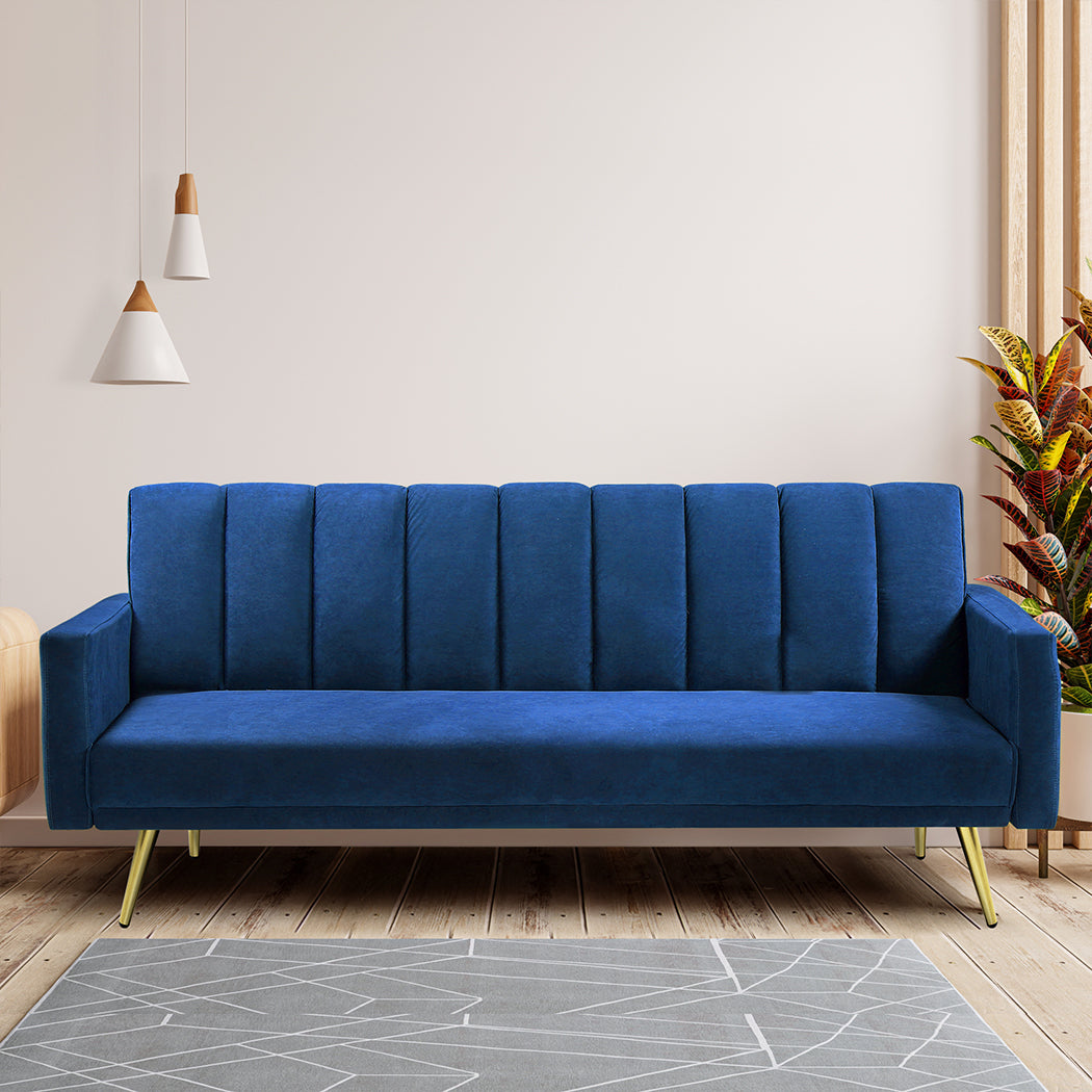 Stylish Sofa Bed Convertible Velvet Lounge Recliner Couch Sleeper 3