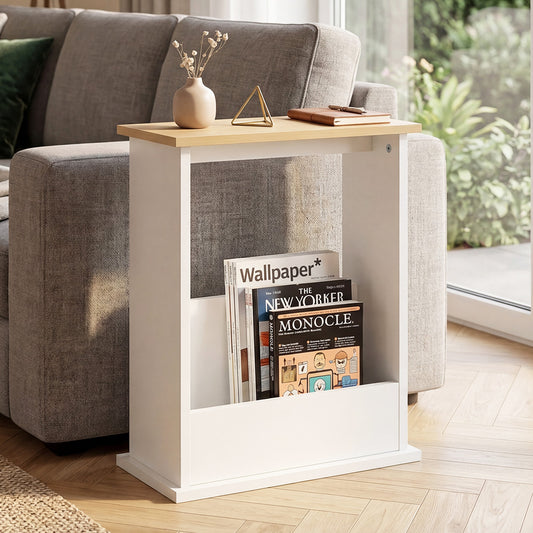 Slim Side Table Magazine Rack Narrow Sofa End Table Storage Living Room