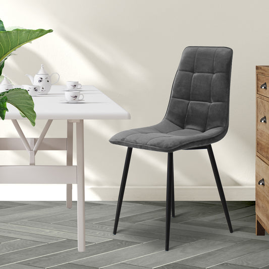 Luxury 8x Dining Chairs Kitchen Velvet Grey  Durable Frame Classic
