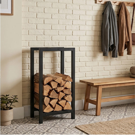 Firewood Rack Metal Outdoor Storage Log Holder Fireplace 30 x 22 x 59cm