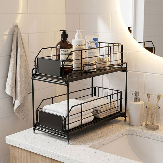 Pull Out Cabinet Organiser 2 Tier Kitchen | HomeAndLiving