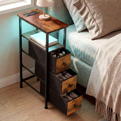 Bedside Table With Led Charging 20x40x70cm