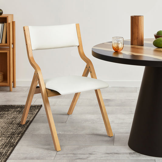 Stylish 4x Dining Chairs Foldable PU Beige  Sleek Modern Look