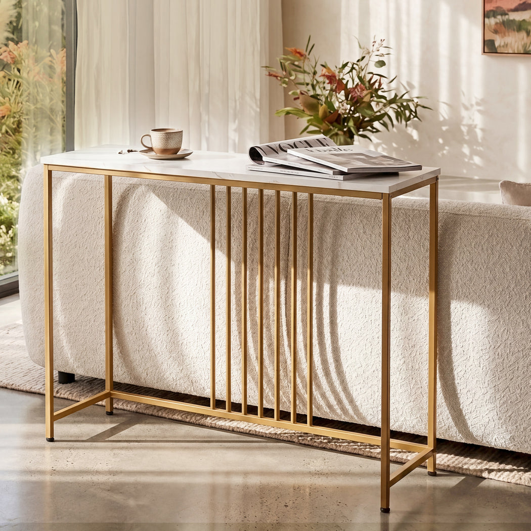 Marble Effect Console Table Narrow Hallway | HomeAndLiving
