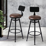 Premium 2x Bar Stool Kitchen Wooden PU  Adjustable Height Classic