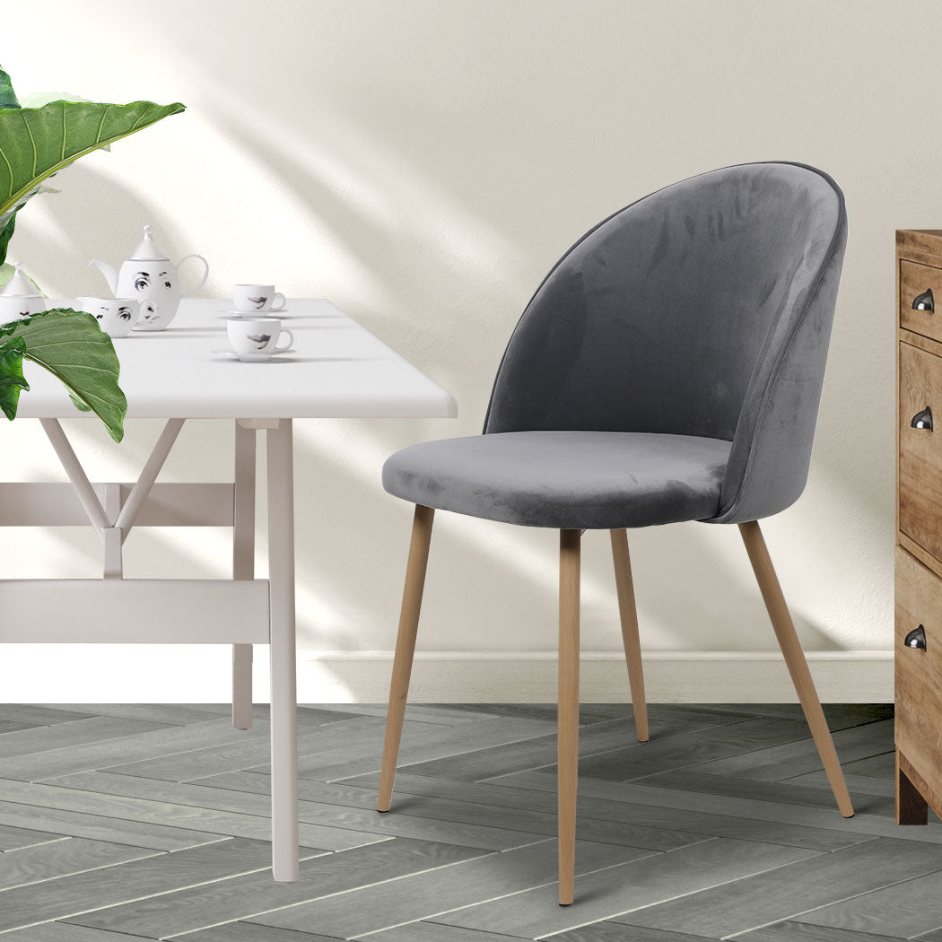 Compact 8x Dining Chairs Seat French Grey  Easy Assembly Classic