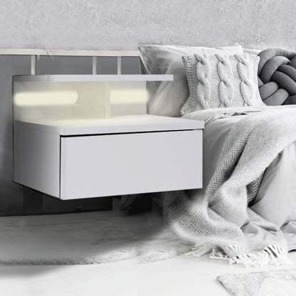 Compact 2x Bedside Tables Side Table White  Wood Finish Classic