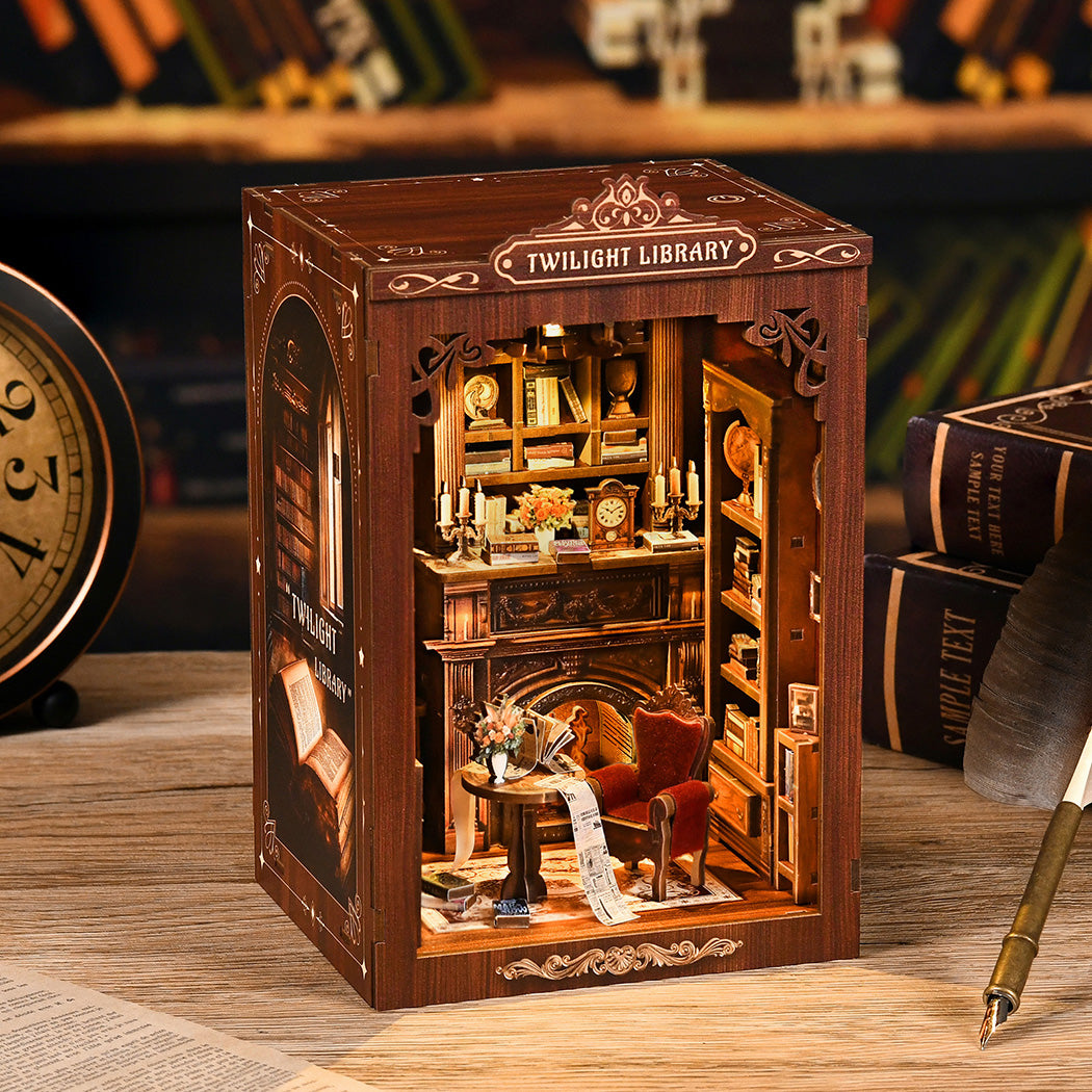 Miniature Book Nook Kit Walnut 12x11x19cm