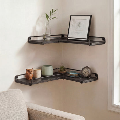 Floating Corner Wall Shelves 2 Pack Black | HomeAndLiving