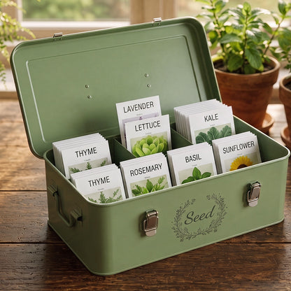 Seed Storage Box 4 Compartment Green 33x18x13.5cm