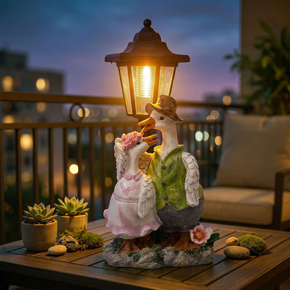 Duck Statue Solar Light White 15.5x12.5x34.5cm