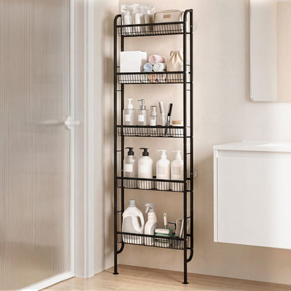 Levede Slim Storage Rack Kitchen Organiser Wall Mounted Metal Shelf Black