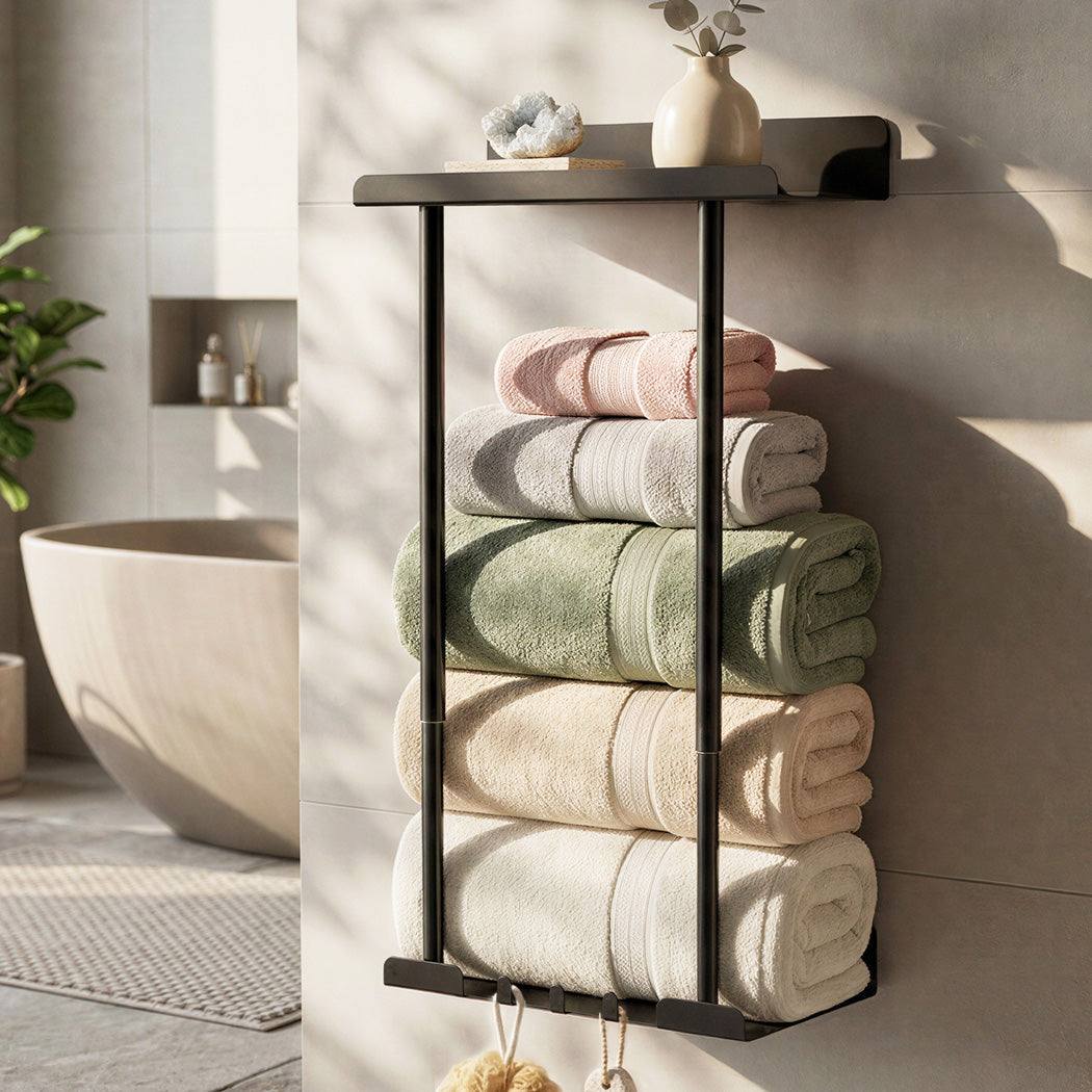 Wall Mounted Towel Rack 3 Hooks Adjustable | HomeAndLiving - 8