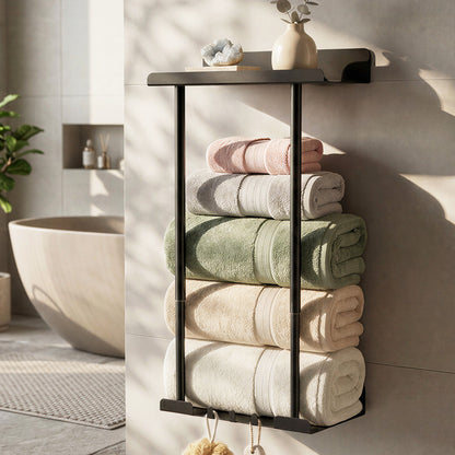 Wall Mounted Towel Rack 3 Hooks Adjustable | HomeAndLiving - 8