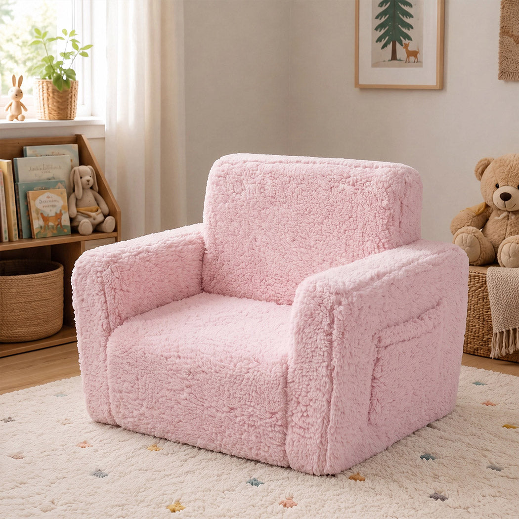 Kids Sofa Bed Pink 59.5x43.2x43.2cm