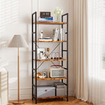 Compact 5-Tier Industrial Bookshelf Bookcase 157.5cm  Sleek Modern