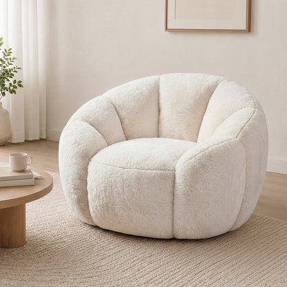 Bean Bag Chair Faux Fur White 100x105x75cm