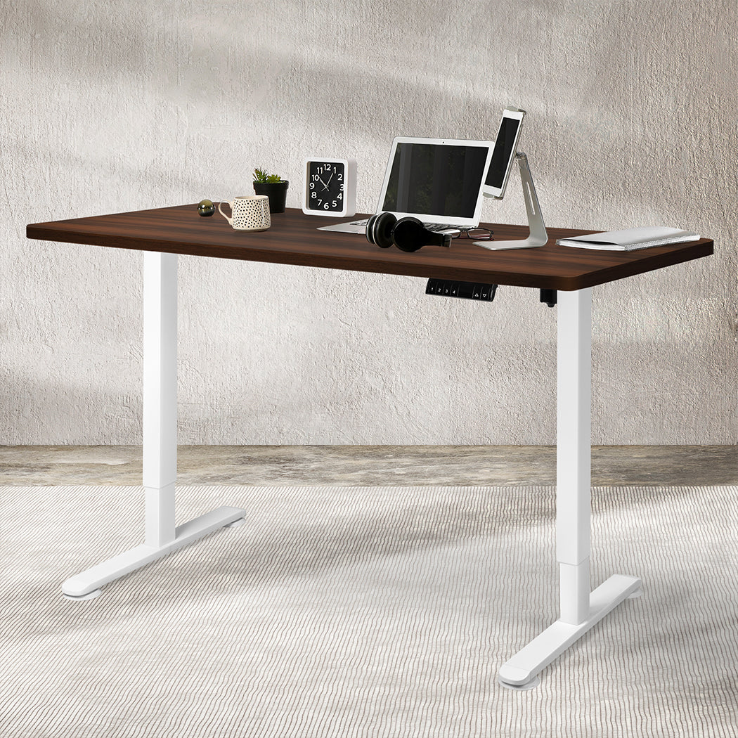 Compact Motorised Standing Desk Adjustable 140cm Walnut 1000x 1MM