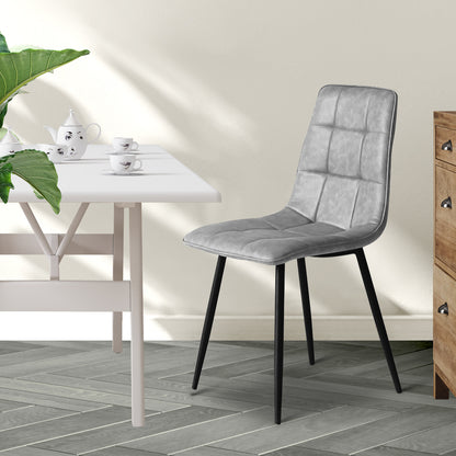 Ergonomic 4x Dining Chairs Kitchen Chair Grey Faux Leather  Easy