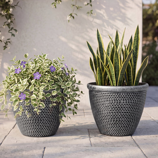 Outdoor Plant Pots 36cm Plastic Planters 2pk | HomeAndLiving