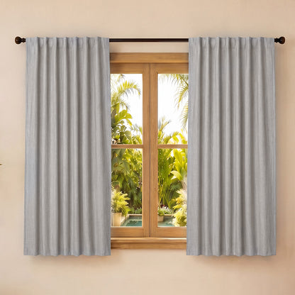 Marlow Blackout Curtains 2 Panels Thermal Linen Look Blockout Drapes Grey